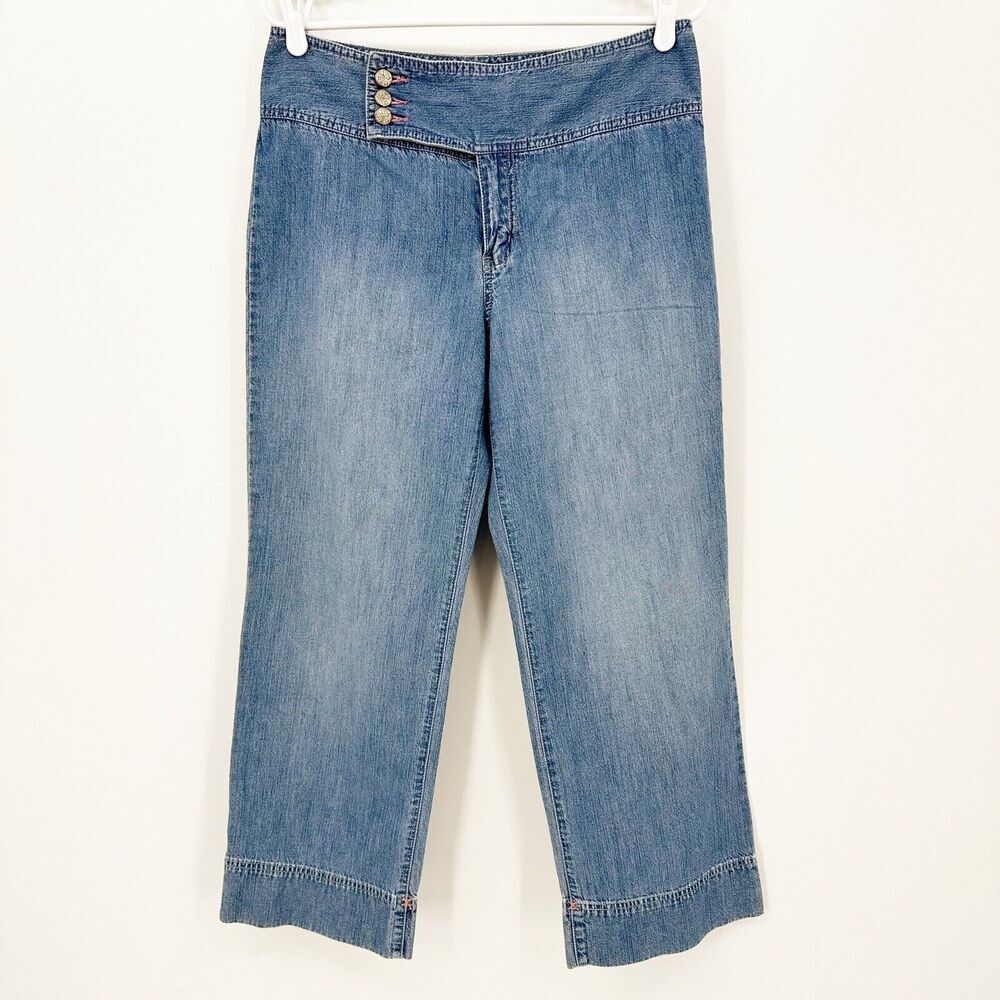 So Blue Sigrid Olsen Womens Cropped Jeans 10 Wide Leg Soft Denim High Waist